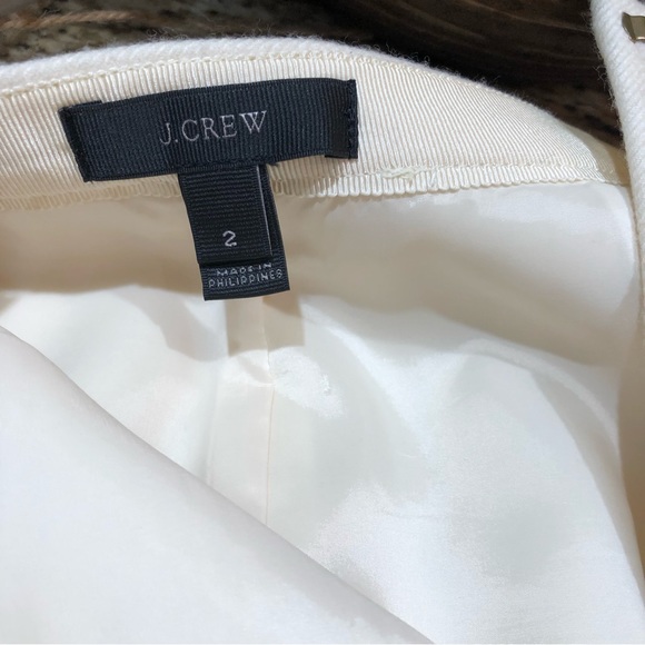 J. Crew Asymmetrical Zip Pencil Skirt In 100% Wool Ivory 2 - Picture 7 of 11